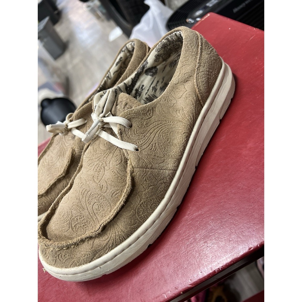 Ariat Shoes Womens 9 B Hilo Floral Embossed Moc Sneakers Brown Suede Casual - Picture 5 of 9